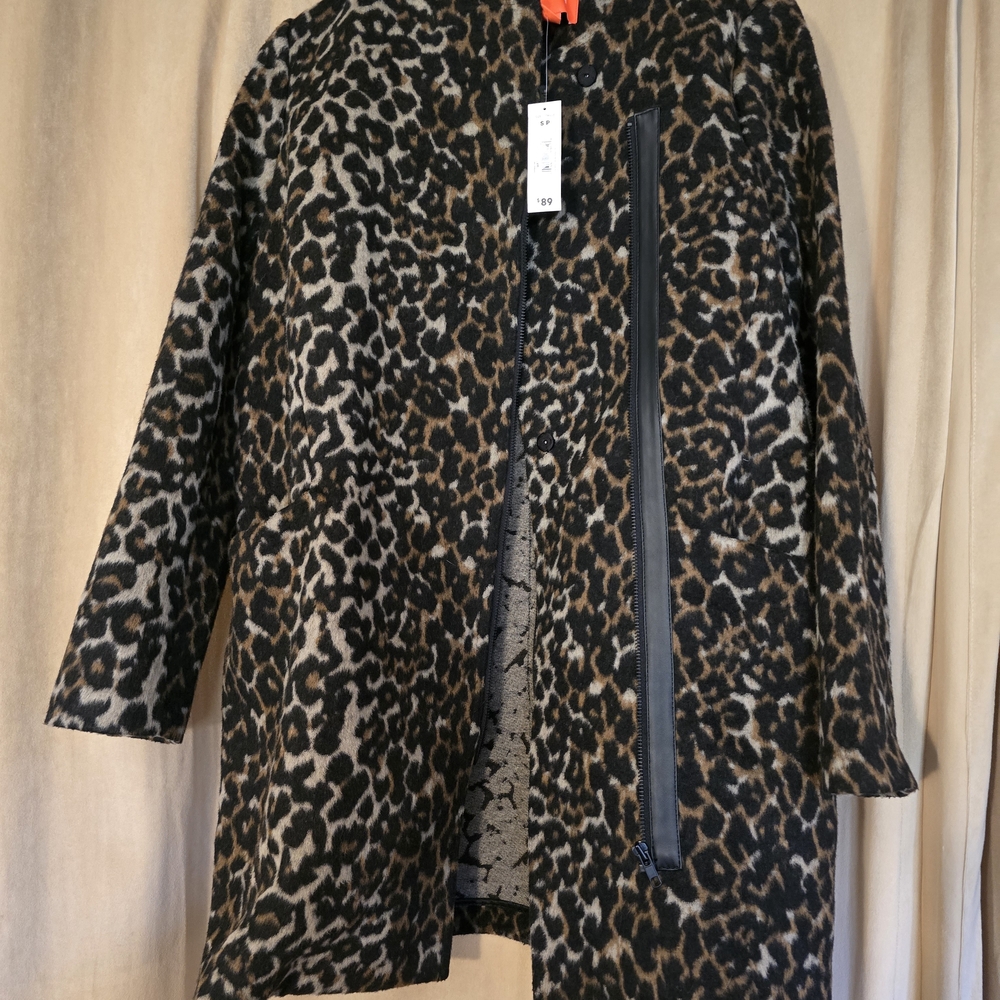 NWT Joe Fresh Wool Leopard Print Coat Small
